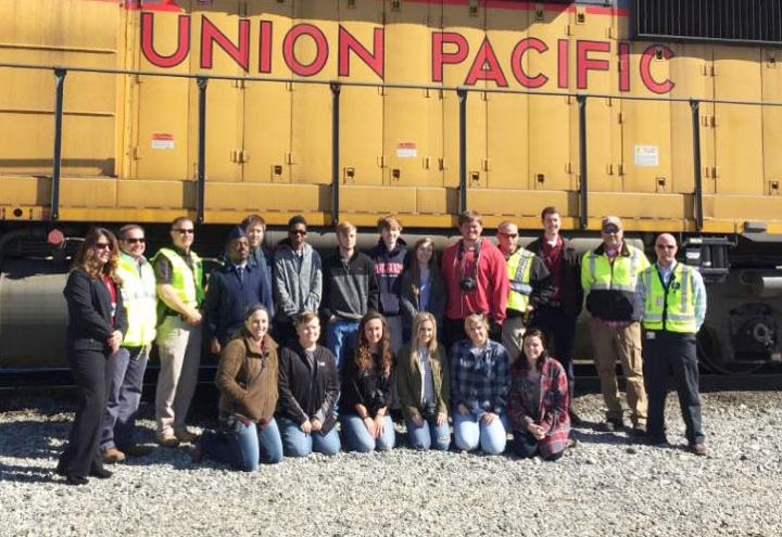 Texarkana, Arkansas, high school students learn about rail operations during a yard feld trip.