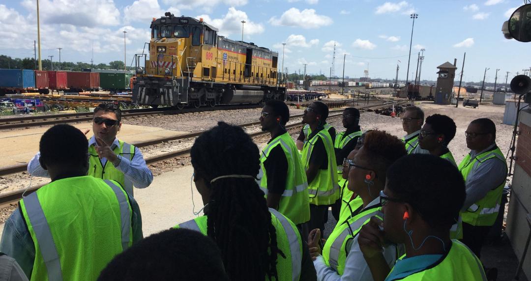 Opportunity Works interns tour a Union Pacifc yard to learn about day-to-day operations and various career opportunities.
