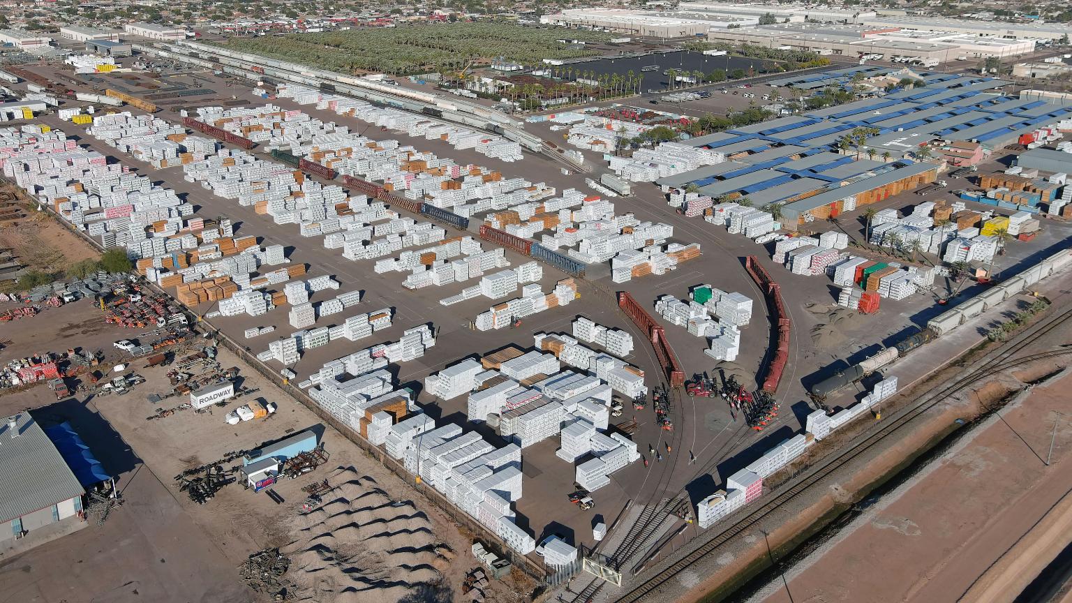 Aerial view of PCI yard