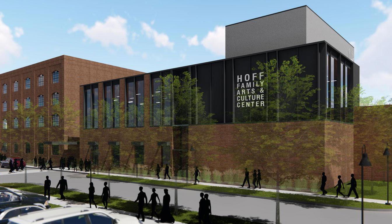 Large Retina | Exterior rendering of PACE Hoff Family Center