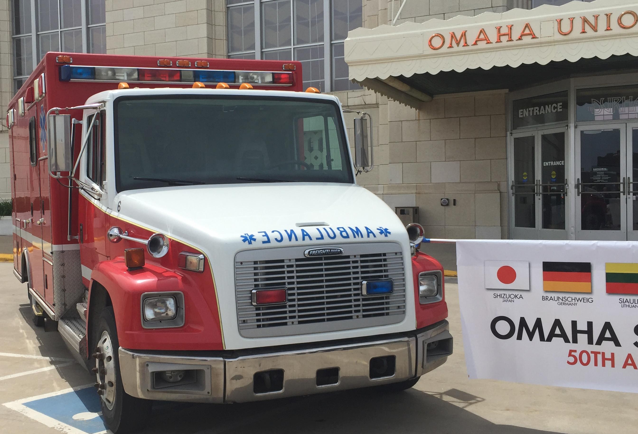 One of the four ambulances Omaha donated to Xalapa.