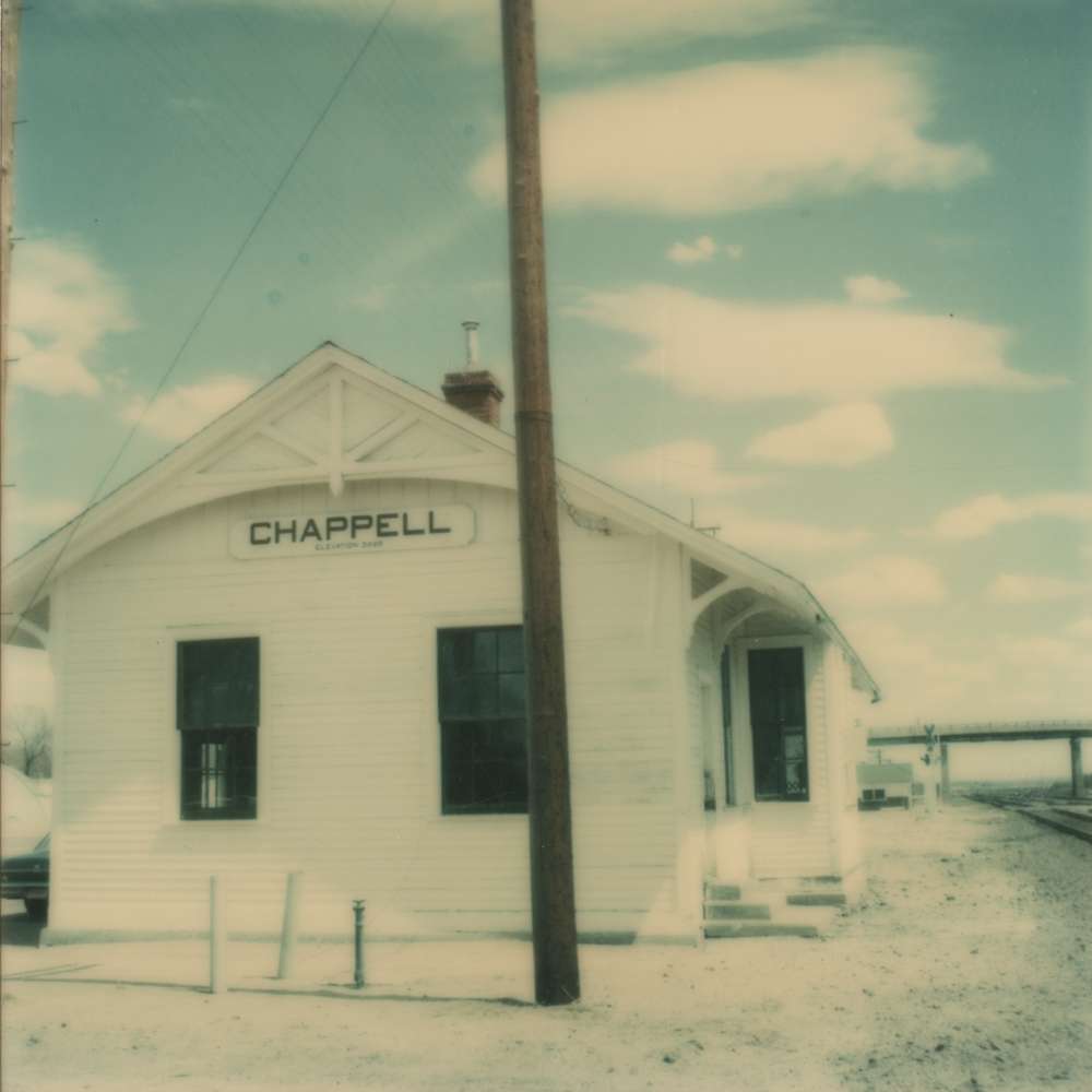 Photograph of a train station in Chappell, Nebraska, 1980