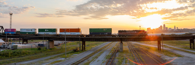 Lincoln Locomotive No. 1616 leads a train in Kansas City, Kansas.