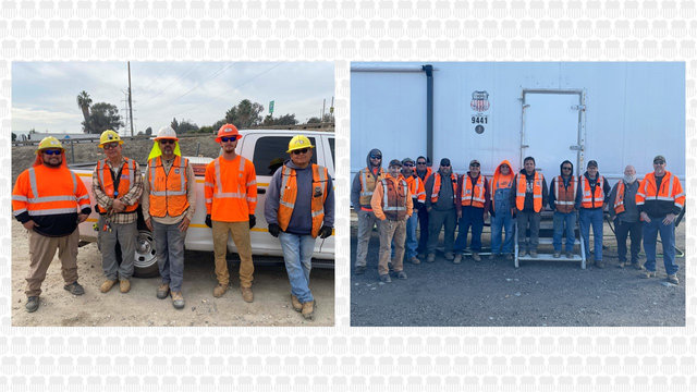 The Casa Grande Yard expansion project was completed on schedule and injury free by Engineering team members from several teams. Pictured here, from left: Members of Signal Construction Zone Gang 8384 and New Construction Gang 9441. 