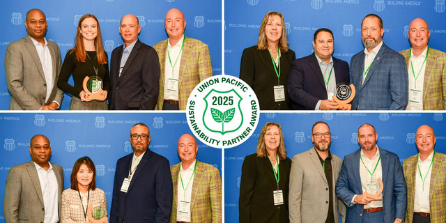 Winners and Union Pacific leaders at the 2025 Sustainability Partner Awards ceremony.