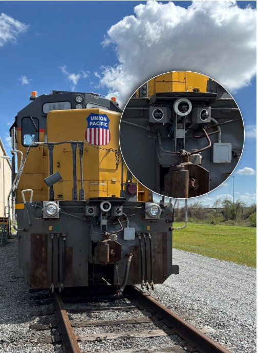 Cameras mounted on Union Pacific’s locomotives provide clear real-time visibility – with near, far and 180-degree panoramic views.