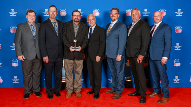 From left: Jason Ball, signal maintainer; Jeremy Bates, signal maintainer; Kevin Hall, manager-Signal Maintenance; Jim Vena, CEO; Justin Paddock, electronic technician/inspector; Cole Clemens, signal maintainer foreperson; and Russell Rohlfs, vice president, Engineering.