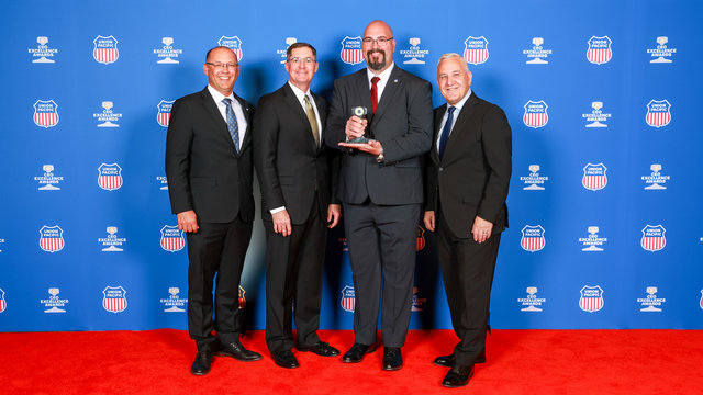 From left: Steven Bybee, senior vice president-Operations, Transportation South; Rod Doerr, vice president and chief safety officer; John Varnell, locomotive engineer, Transportation; and Jim Vena, CEO. 