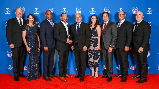 From left: Marty Russell, general director, Marketing and Sales; Jacque Bendon, senior vice president-Industrial, Marketing and Sales; Kenny Rocker, executive vice president-Marketing and Sales; Brenton Dejean, senior manager-Train Operations, Transportation; Jim Vena, CEO; Ashley Stinebaugh, general director, Marketing and Sales; John Happel, manager, Marketing and Sales; and Kevin Hesser, senior manager, Marketing and Sales.