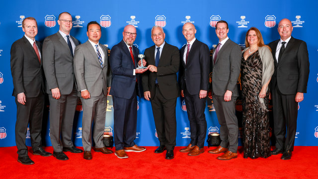 From left: Michael Houston, director-Corporate Strategy; Mike Schmidt, senior counsel; David Welch, general director-Exploration; Jeff Sheldon, general director-Network Development; Jim Vena, CEO; Aaron Pfeifer, general director-Pricing and Equipment Management; Jeff Pincock, vice president-Strategy and Corporate Development; Rebecca Gregory, vice president-Administration and chief of staff; and Todd Rynaski, senior vice president-Strategy.