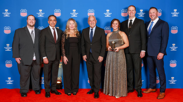From left: Matt Allen, director, Tech; Rahul Jalali, executive vice president and chief information officer; Jackie Keenan, senior manager-Crew Transportation and Lodging; Jim Vena, CEO; Kara Pella, director-Strategic Sourcing; Jake Hanley, senior director-Measures and Evaluation; and Doug Svatos, general director-Crew Management. 