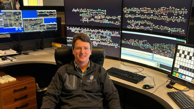 Shawn Harrison, train dispatcher, at Harriman Dispatching Center | MR