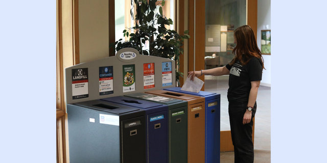 Fontenelle Forest staff member uses waste bins | MR