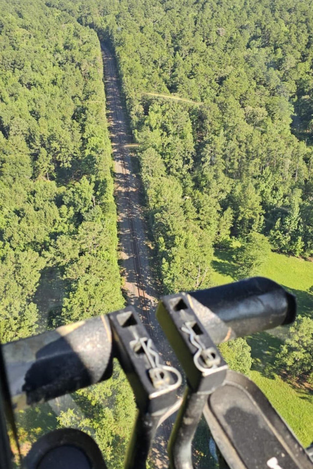 Helicopter view shows a clear track in Lufkin, Texas. | L