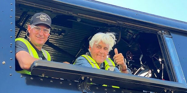 Jay Leno with Ed Dickens in Big Boy cab. | L