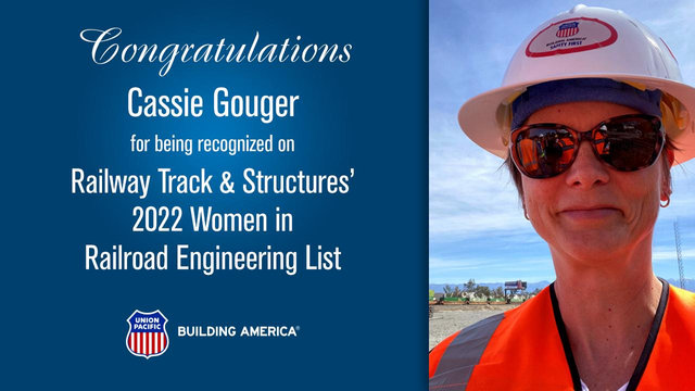 Congratulations Cassi Gouger for being recognized on Railway Track & Structures’ 2022 Women in Railroad Engineering List