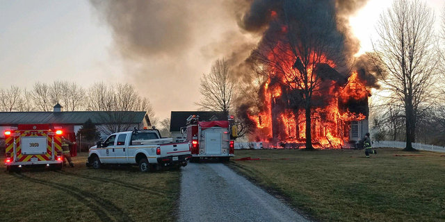 Engineering employee Mike Brown’s work truck at the scene near Prairietown, IL