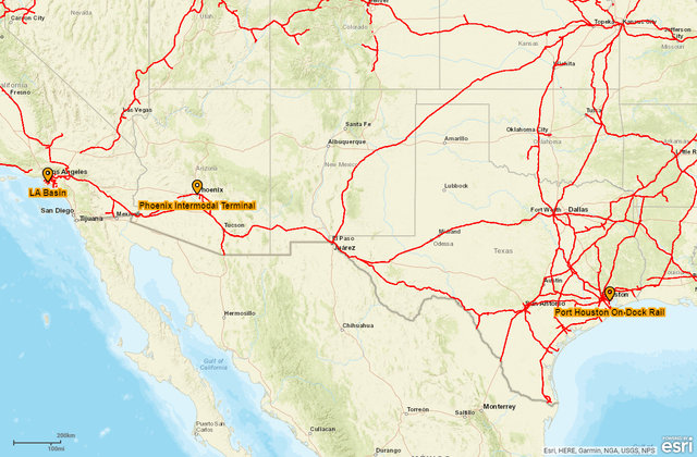 Union Pacific’s premium intermodal rail service route to Phoenix, Arizona.
