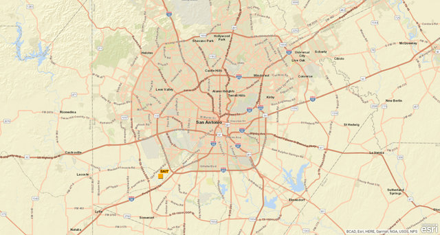 Map showing Union Pacific’s intermodal rail service route to San Antonio, Texas.