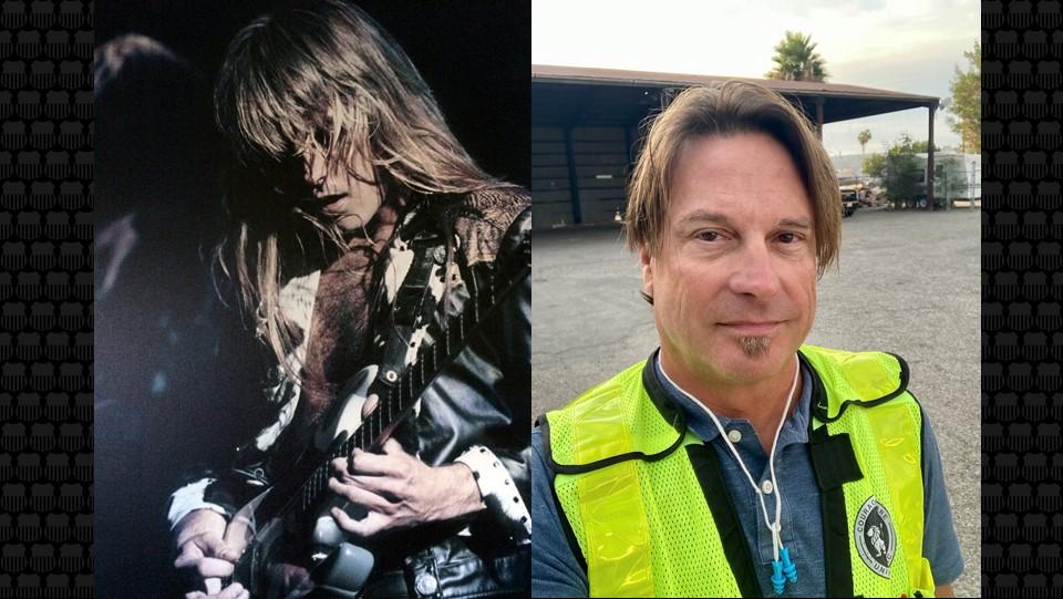 Left, Jamie Cramer preforming with his band Holy Soldier in the 1990s, and right, Cramer today, as a manager-Road Operations, Transportation, in southern California.