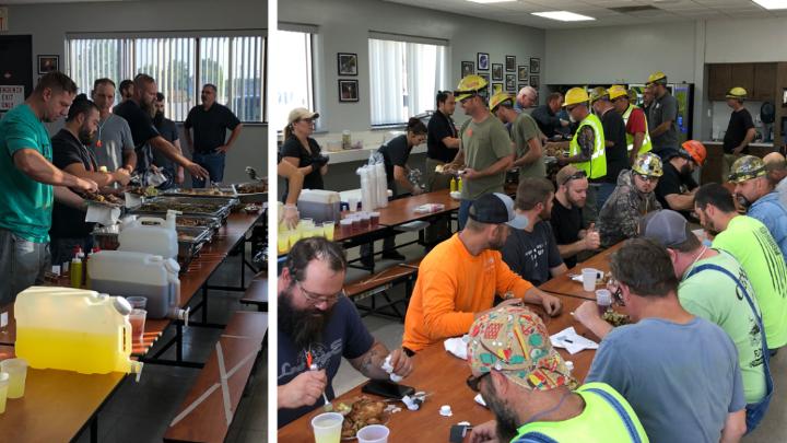 De Soto car shop team members at July milestone gathering. | M