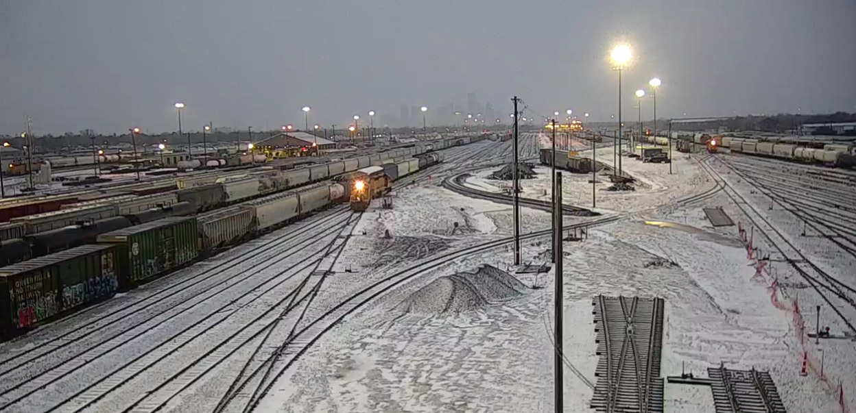 Houston's Englewood Yard was impacted by snow and ice.