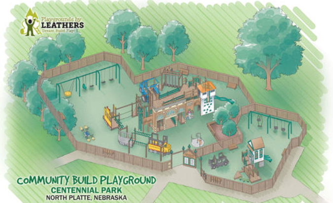 A mock-up rendering of the playground, once completed.