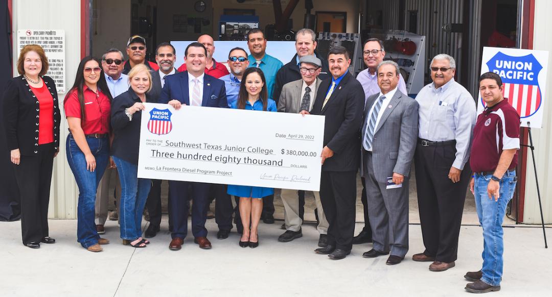 Medium Retina | SWTJC and City Officials stand behind contribution check