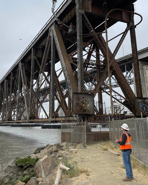 George Otis Jr. uses drone to inspect Benicia-Martinez Bridge. | M