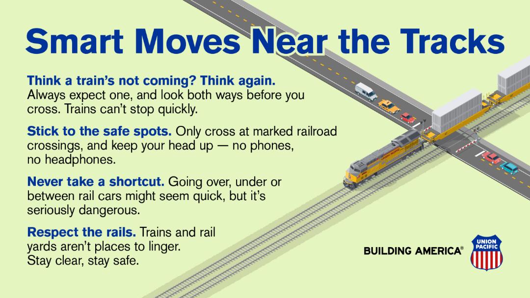 Graphic for safety while near rail tracks | MR
