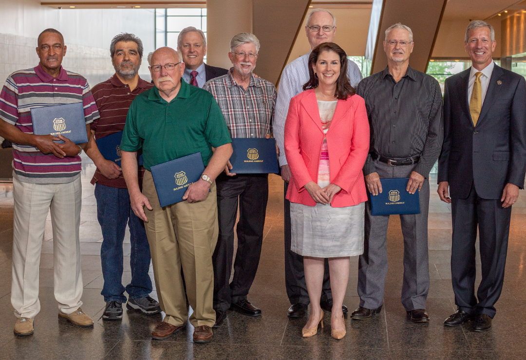 From left: Lewis Jake Mallett Jr.; Theodore Dominguez; Barry Norman; retired Executive Vice President and Chief Operating Officer Cameron Scott; James G. Smith; Alan Ratcliffe; Executive Vice President and Chief Human Resource Officer Beth Whited; Stephen Johnstun; and Chairman Lance Fritz.