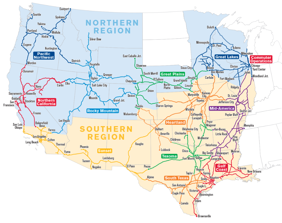 Union Pacific service unit map.