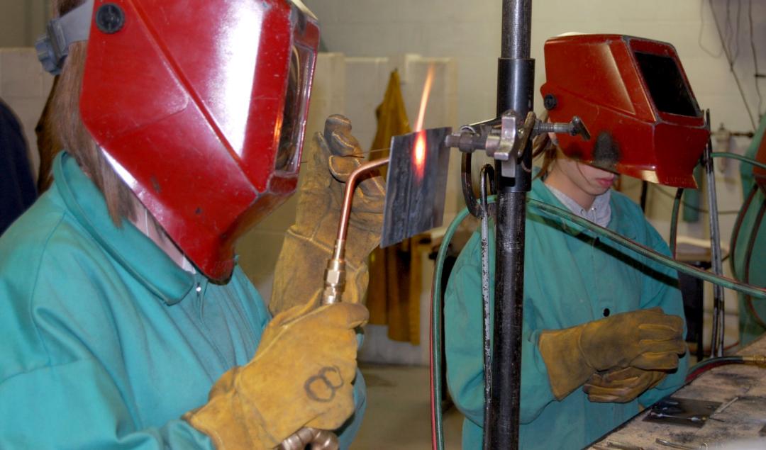 Westside students learn how to properly use tools and create strong welds.