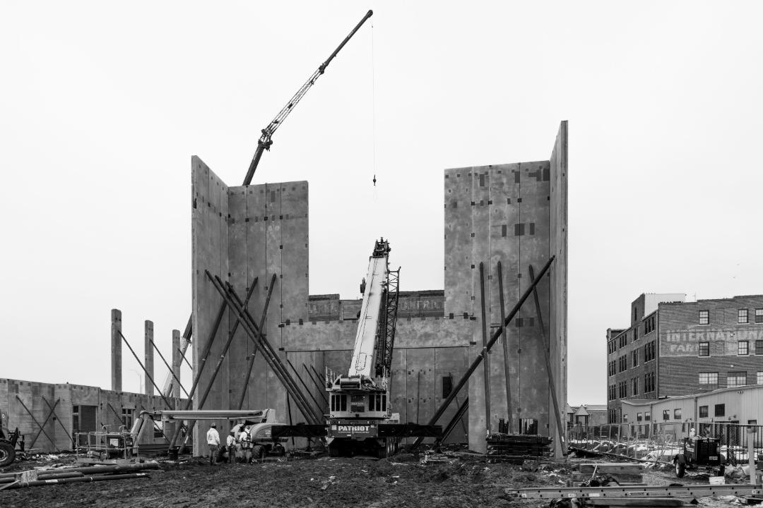 Construction begins on the Polina and Bob Schlott Performing Arts Center.