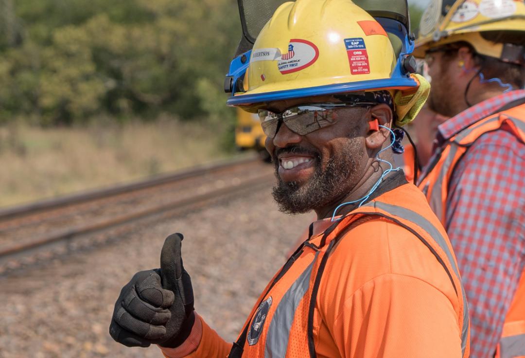 Machine Operator Ricky Robertson is part of a system track gang working in Garnett, Kansas.