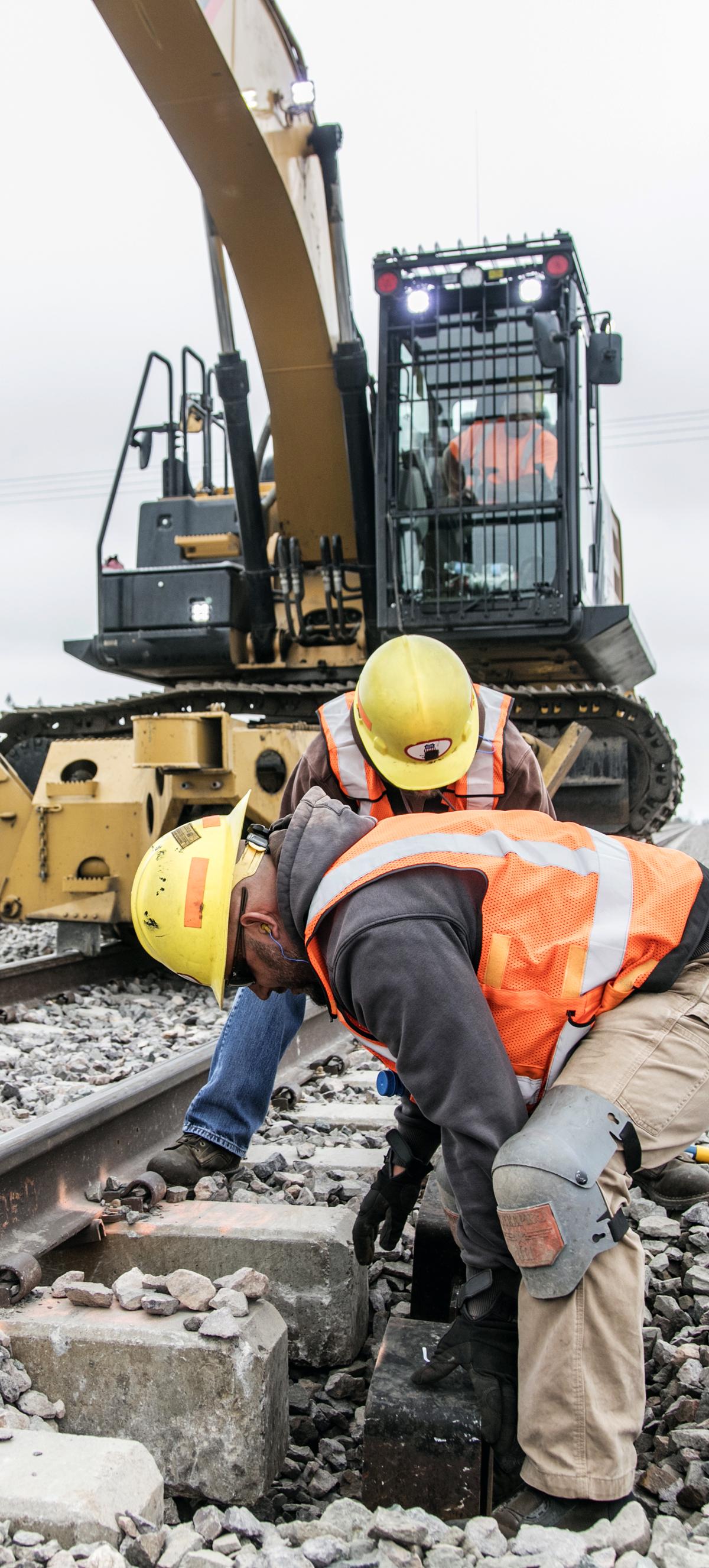 Maintenance of Way employees work near Columbus, Nebraska.