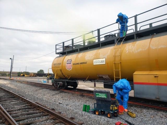 Union Pacific’s Hazmat team held a training exercise in Brownsville, Texas, with local fire departments, as well as Mexican firefighters.