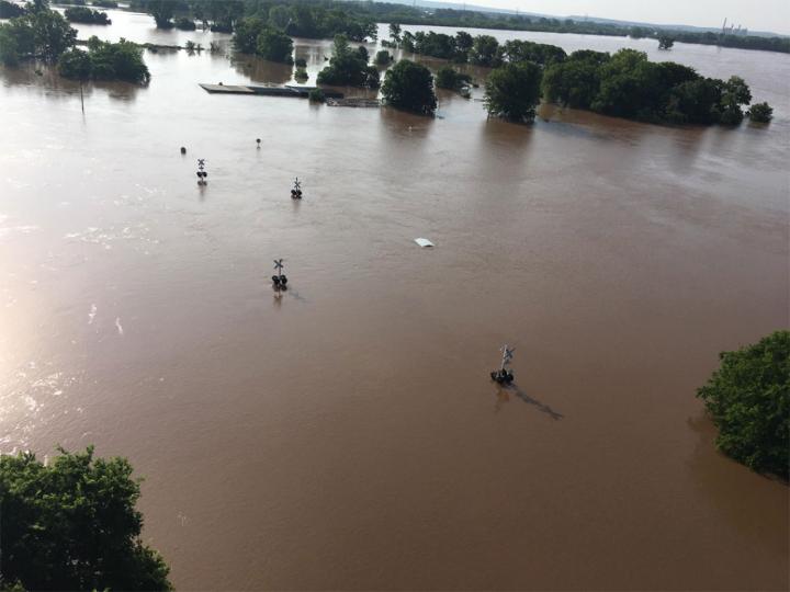 The Cherokee Subdivision near Eufaula, Oklahoma, completely underwater.