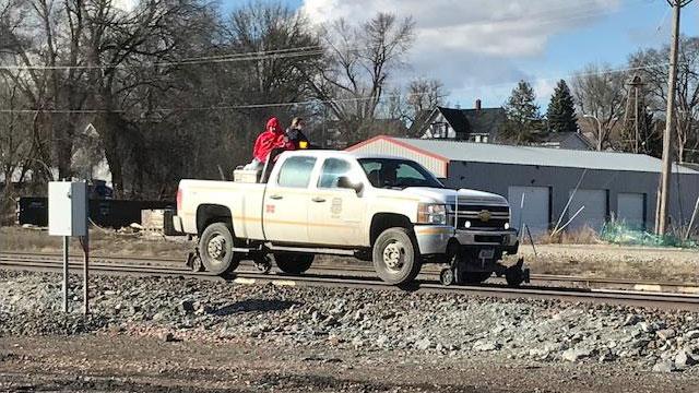 Track inspectors helped with emergency evacuations of Waterloo, Nebraska-area, residents using hyrail trucks.