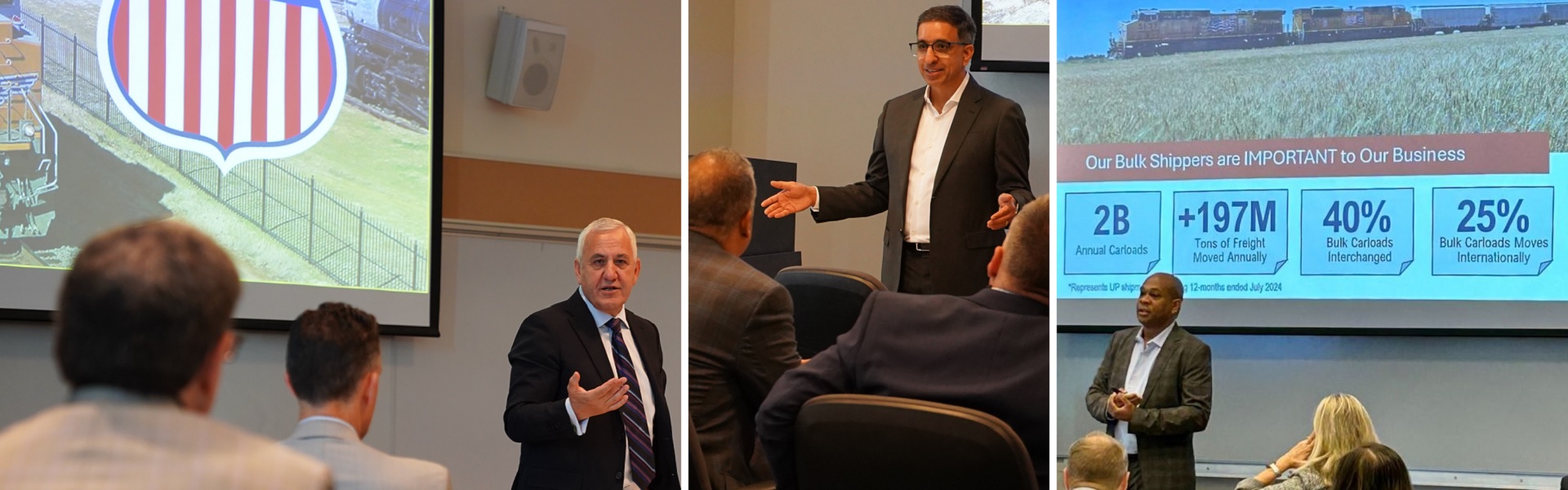 Jim Vena, Rahul Jalali and Kenny Rocker share Union Pacific's strategy to customers.