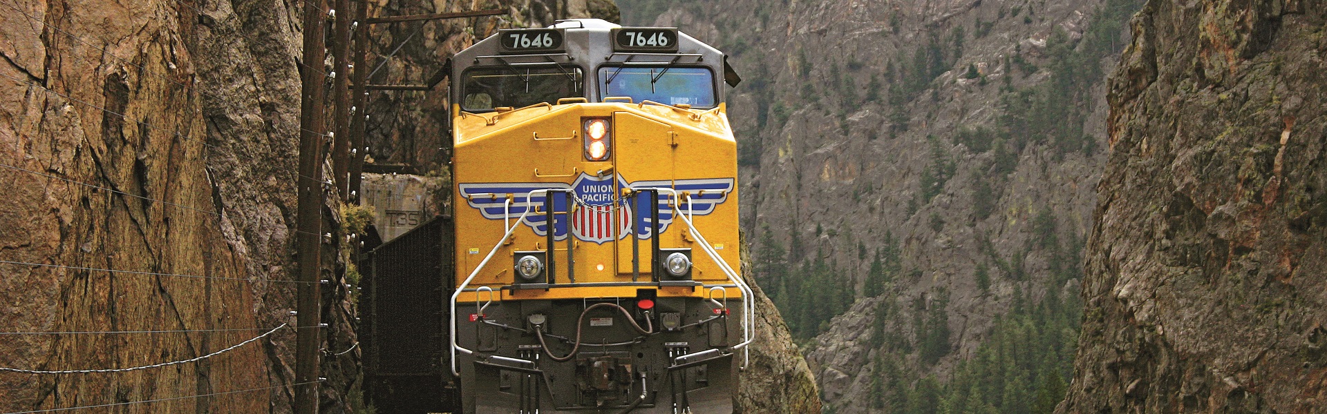 Union Pacific train in the mountains