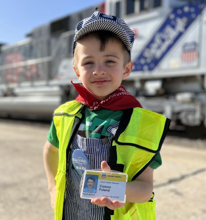 Medium | Inside Track: Make A Wish Connor with badge