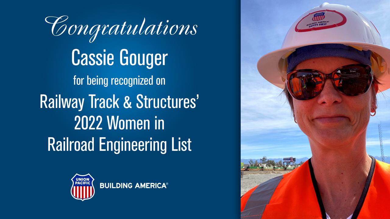 Congratulations Cassi Gouger for being recognized on Railway Track & Structures’
2022 Women in Railroad Engineering List