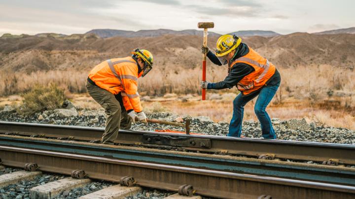 Union Pacific employees replacing rail | M