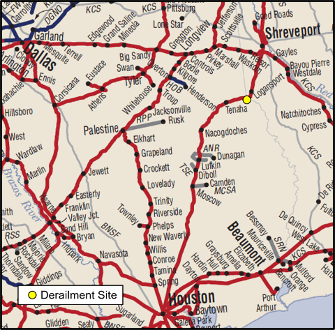 Small | Derailment Impacting Operations near Logansport, Texas