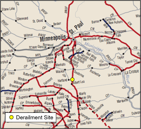 Small | Derailment Impacting Operations near Albert Lea, Minnesota