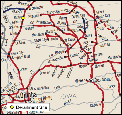 Small | Derailment Impacting Operations near Sibley, Iowa