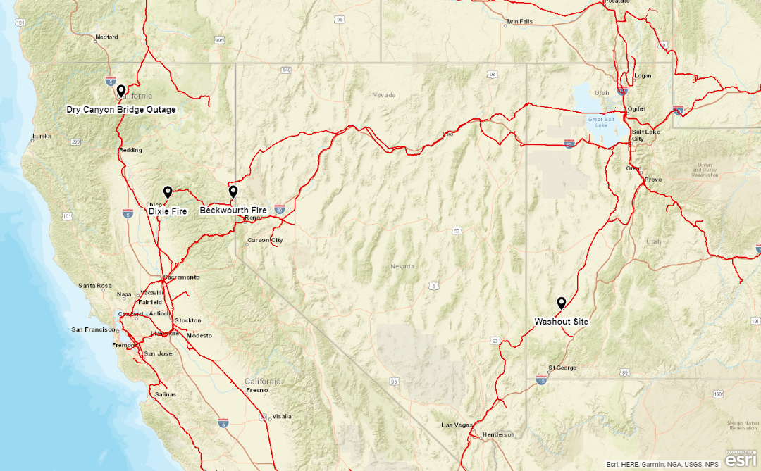 Medium Retina | Washouts Impacting Operations near Milford, Utah