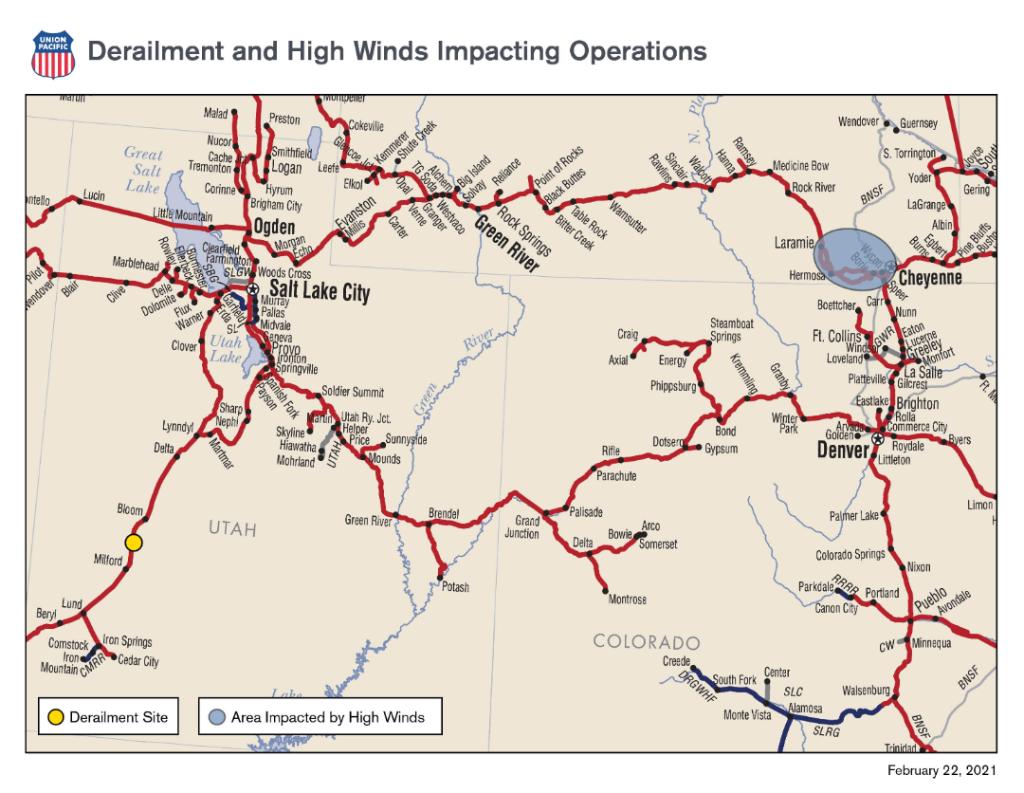 Large | Derailment and High Winds Impacting Operations