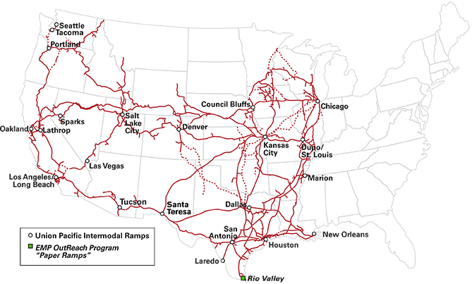 UP: Intermodal Facilities Map